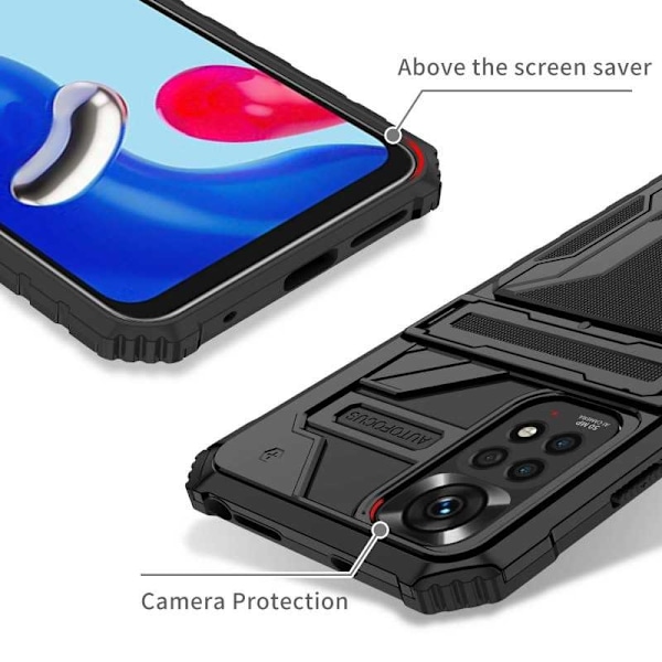 Xiaomi Redmi Note 11 / 11S Stöttåligt Skal Kickstand & Kortfack ThinArmor V3 Svart