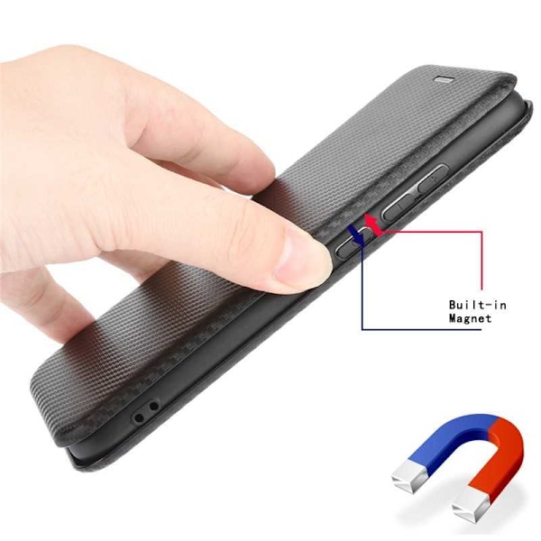 Huawei P Smart 2021 Flip Case -korttipaikka CarbonDreams Black