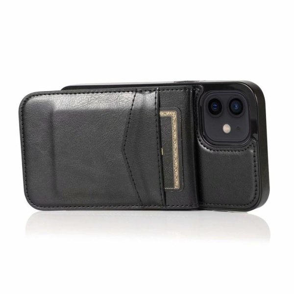 iPhone 12 Mini Mobil Cover Kortholder 6-SLOT Retro V3 Black