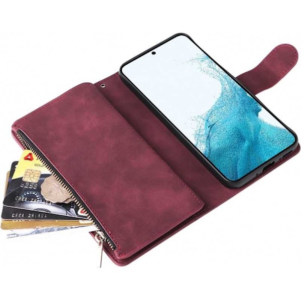 Samsung S24 monitoiminen lompakkokotelo, vetoketjullinen 8 tasku