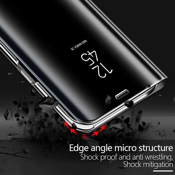 Huawei P20 Lite Smart Flip Case Clear View Standing V2 Rocket Svart