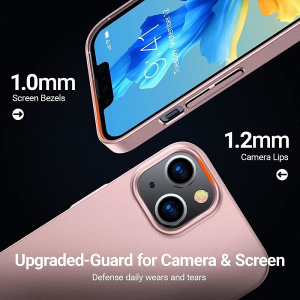 iPhone 13 Ultratunn Gummibelagd Mattsvart Skal Basic V2 Pink gold