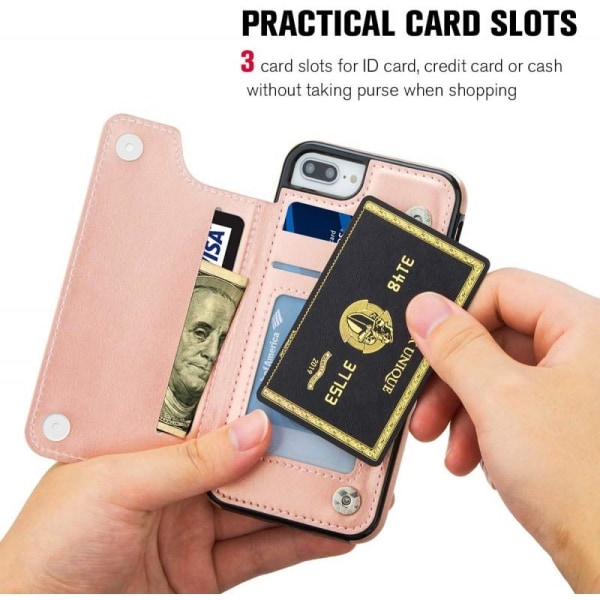iPhone 7/8/SE 2020 Støtsikker etui kortholder Flippr Rose gull Pink gold