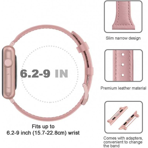 Apple Watch 38/40/41mm Stilrent Läderarmband Mercy - Rosa