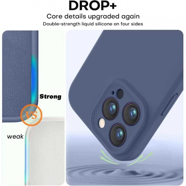 iPhone 15 Pro Max Gummibelagt Skal med Kameraskydd Liquid V2 - Marinblå
