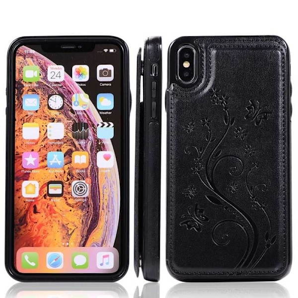 iPhone XS Max iskunkestävä kotelo, 3-taskuinen Flippr V2 Black