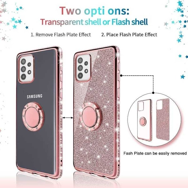 Samsung A12 5G stødabsorberende cover med Ring Holder Strass Guld