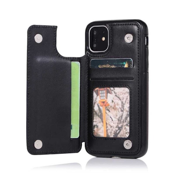 iPhone 11 Iskunkestävä kotelo, 3-taskuinen Flippr V2 -korttipidike Black