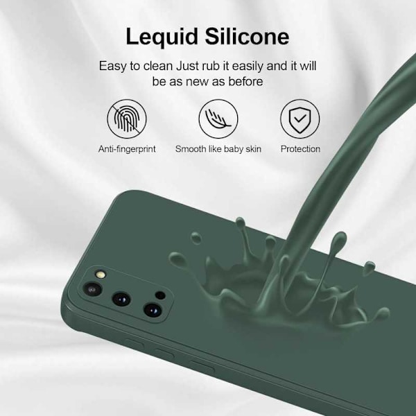 Samsung S20 Plus Gummibelagd Mattgrönt Skal Kameraskydd Liquid - Grön