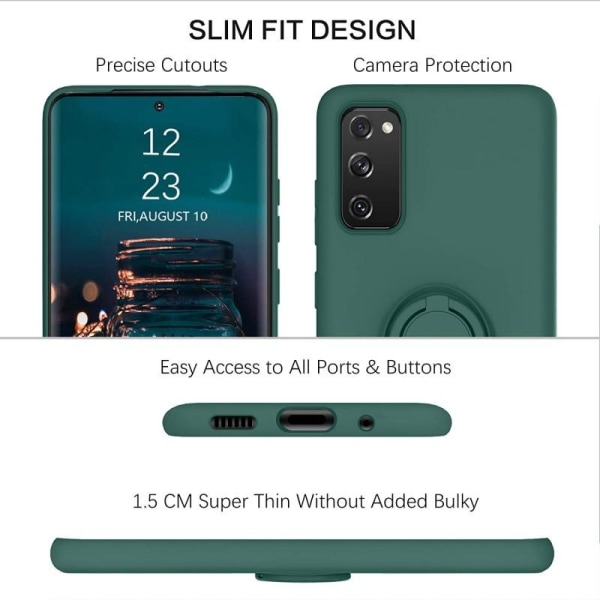 Samsung S20 FE Stöttåligt Skal med Ringhållare CamShield Grön