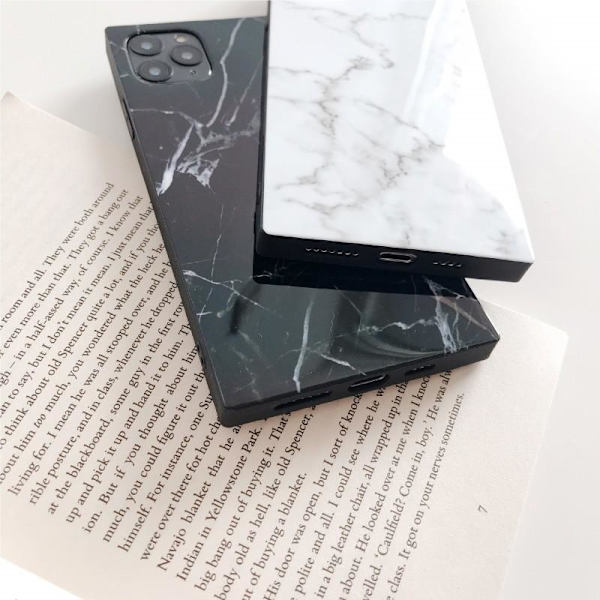 iPhone 11 Stilfuld Marble Shell Square Vit