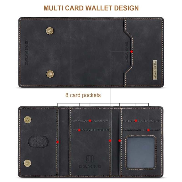 8-SLOT Samsung A73 5G stødsikkert dæksel med magnetkortholder DG.MING Afmonter Black