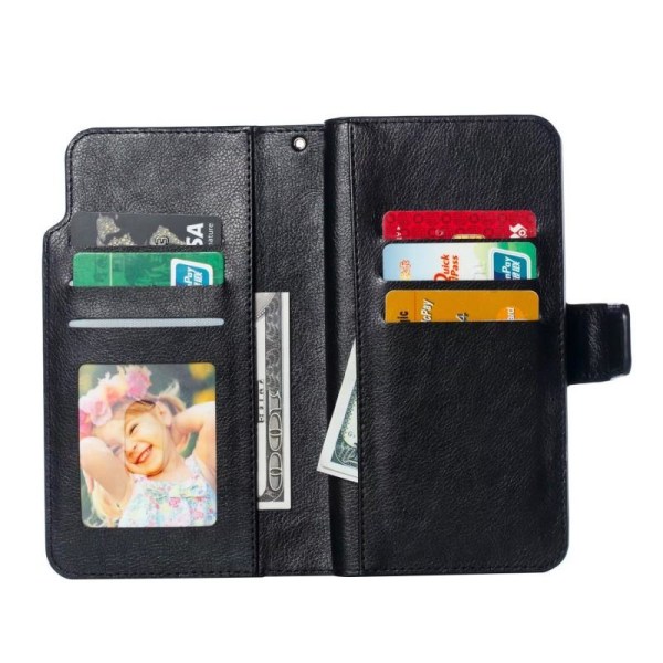 Käytännöllinen Samsung S9 Plus -lompakkokotelo, jossa 12-taskuin Black