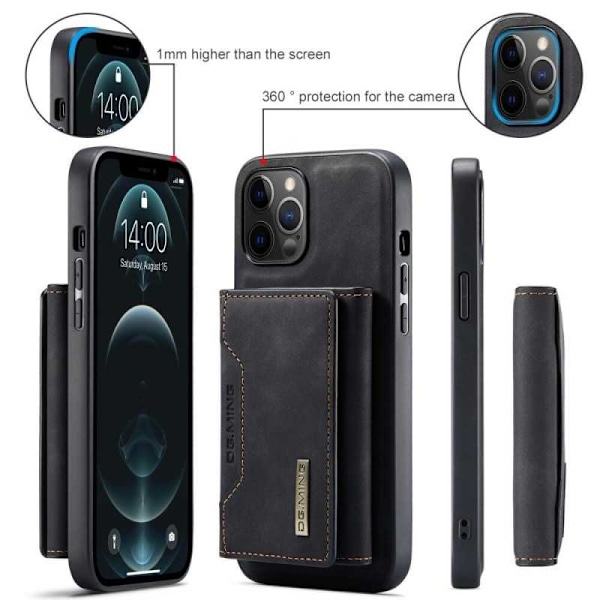8-SLOT iPhone 13 Pro stødsikkert cover med magnetisk kortholder DG.MING Afmonter Black