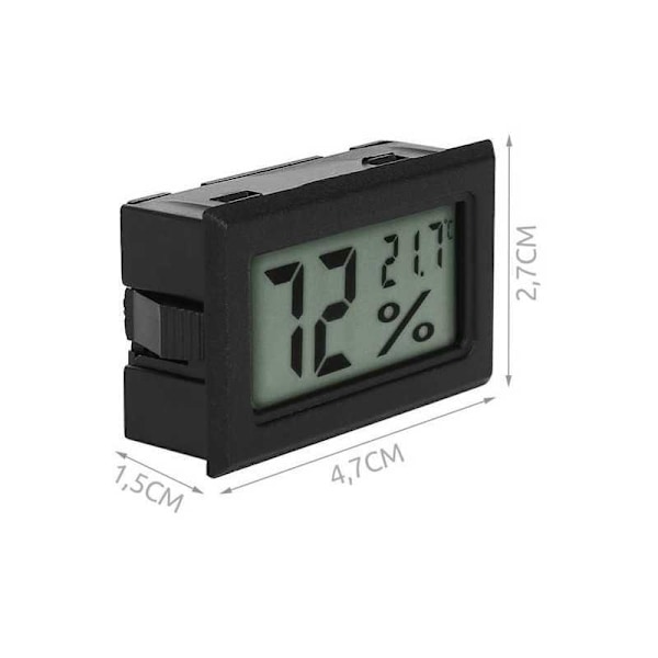 2-i-1 digitalt termometer og hygrometer Black