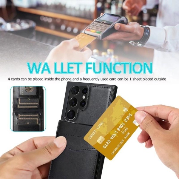 Samsung S23 Ultra Mobile Cover Card Holder 5-SLOT Retro V3 Black