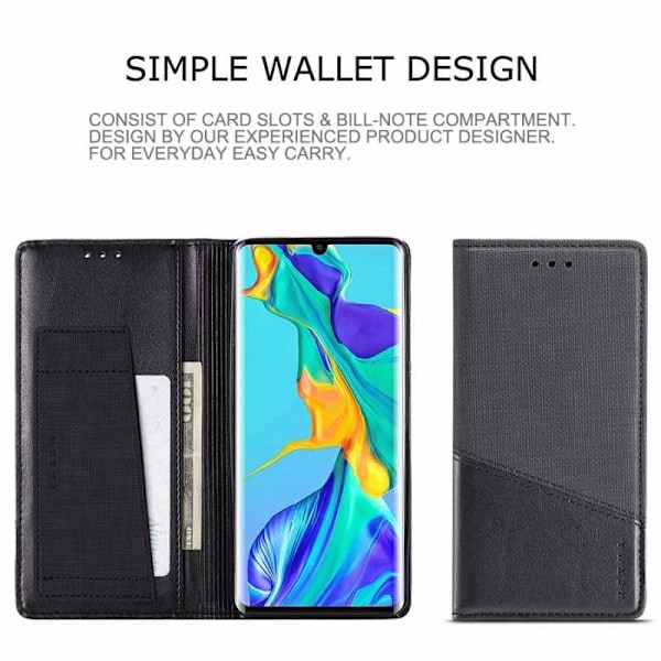 Huawei P30 Pro Elegant etui i PU-læder med RFID-blok Black
