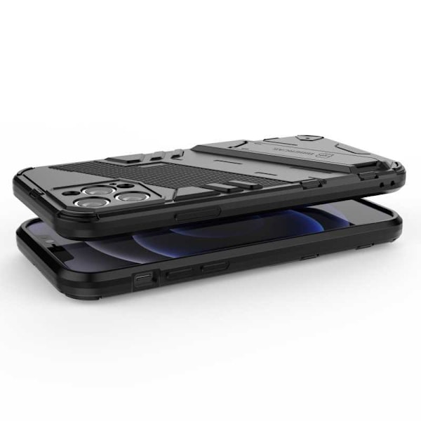 iPhone 12 Pron iskunkestävä kotelo jalustalla ThinArmor V2 Svart