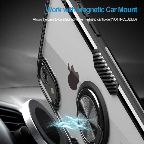 iPhone XR Praktisk stødsikkert cover med ringholder V4 Black