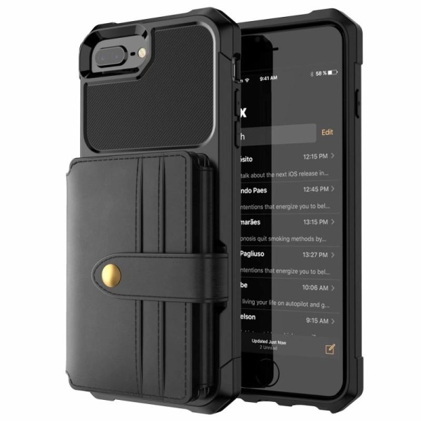 iPhone 7 Shockproof Premium Cover 11-SLOT Solid V4 Black