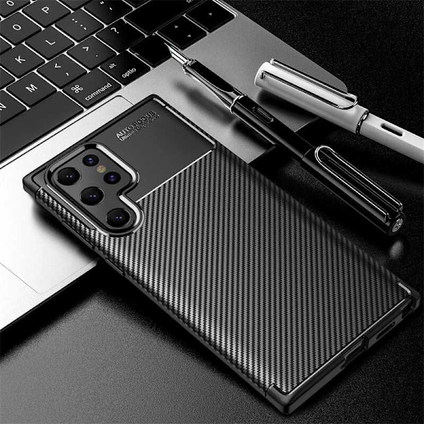 Samsung S22 Ultra Stöttåligt Slimmat Skal FullCarbon V4 Svart