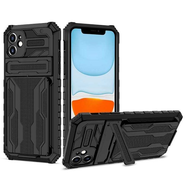 iPhone 11 Stöttåligt Skal Kickstand & Kortfack ThinArmor V3 Svart