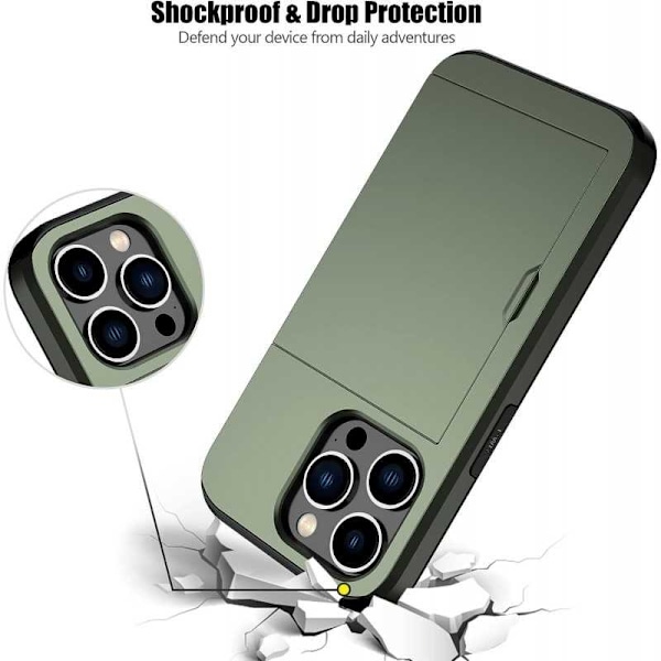 iPhone 14 Pro Max Stöttåligt Skal Kortfack StreetWise - Grön
