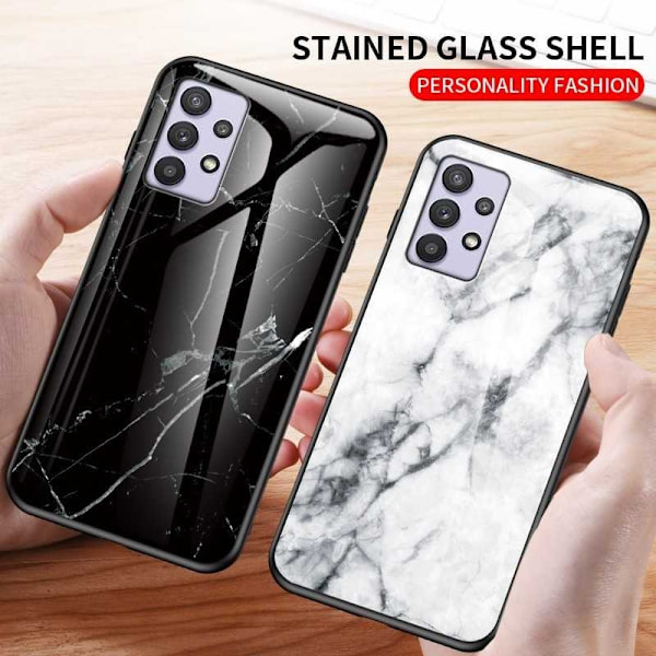 Samsung A33 5G Marble Shell 9H hærdet glas bagside glas bag V2 MultiColor Emerald Green