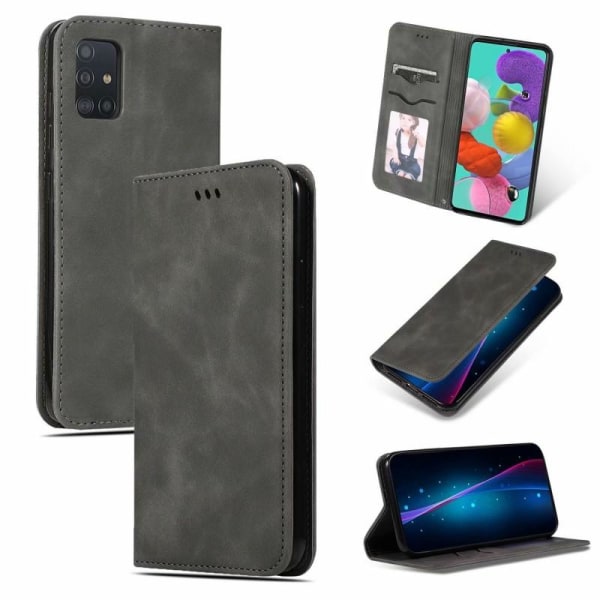 Samsung Galaxy A41 Exclusive Flip Case Card-rom Suede Black