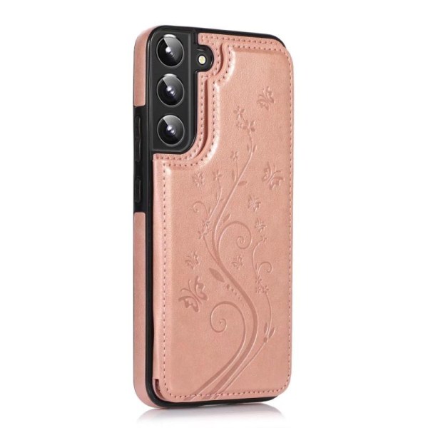 Samsung S22 Plus iskunkestävä kotelo, 3-taskuinen Flippr V2 Pink gold