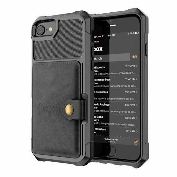 iPhone 7 Shockproof Premium Cover 4-KOMPARTMENT Solid V3 Svart