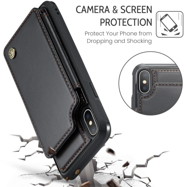 CaseMe Shockproof Cover Kortholder Stander 4-rums iPhone XS Max
