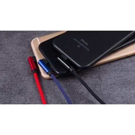 2m Slitstark Flätad Metallic Lightning Kabel Quick Charge 3.0 Svart