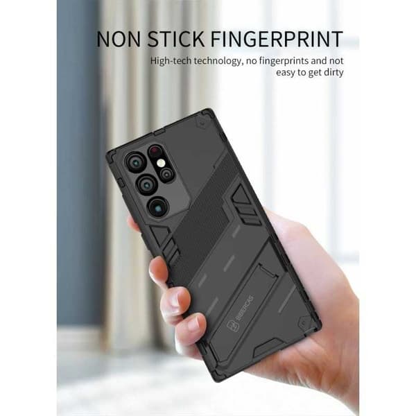 Samsung S23 Ultra Iskunkestävä kotelo jalustalla ThinArmor V2 Mörkgrön