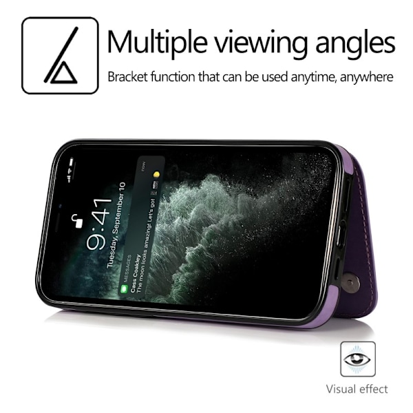 iPhone 12 Mini Stöttåligt Skal Korthållare 3-FACK Flippr V2 - Lila