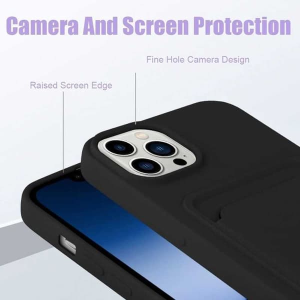 iPhone 12 Pro Max Kumitettu Iskunkestävä Kotelo Korttilokeron Liquid Marinblå