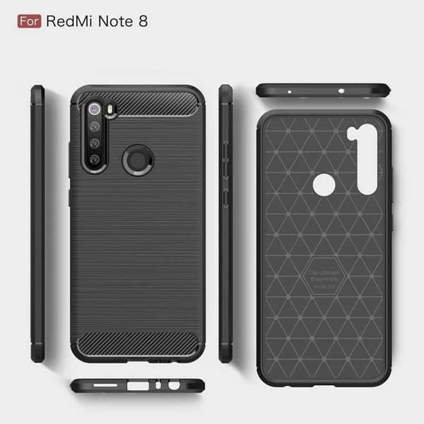 Xiaomi Redmi Note 8 iskunkestävä SlimCarbon kotelo Black