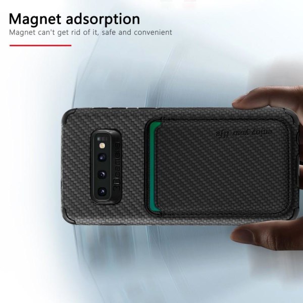 Samsung S10 Stöttåligt skal med Magnetisk Korthållare Magsafe RF Svart