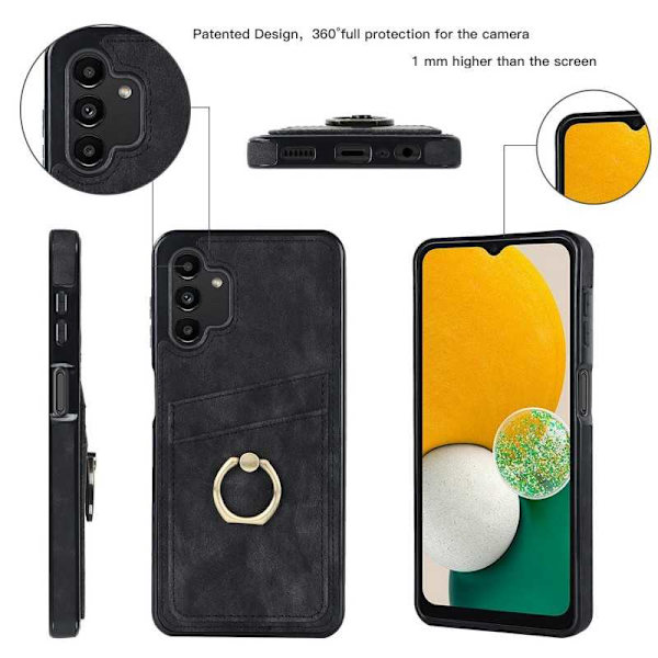 Samsung A13 5G / A04s mobilcover med kortholder Retro V4 Svart