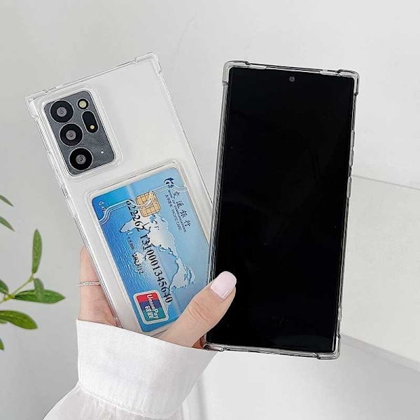 Stöttåligt Skal med Kortfack Förstärkta Hörn Samsung S21 Ultra Transparent