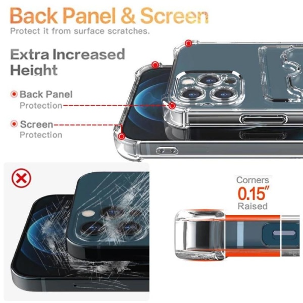 Tynt støtsikkert mobildeksel med kortspor iPhone 7/8 / SE 2020 & Transparent