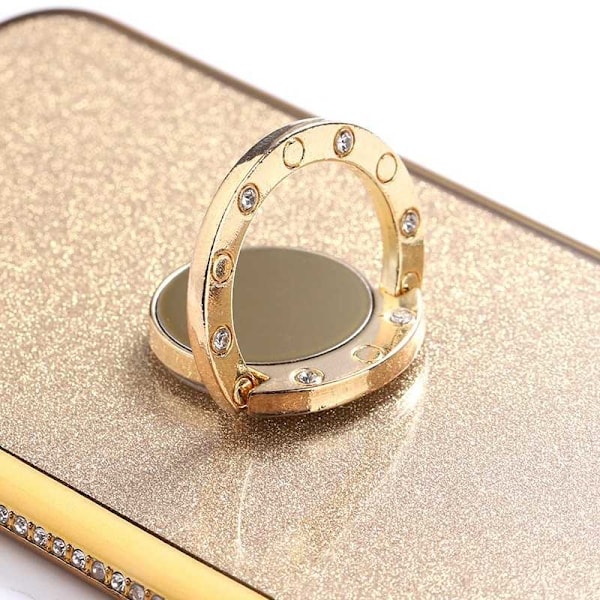iPhone XR Stötdämpande Skal med Ringhållare Strass Rosenguld