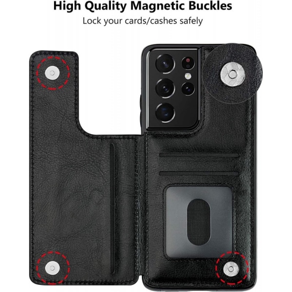 Samsung S21 Ultra Shockproof Cover Card Holder 3-SLOT Flippr Black