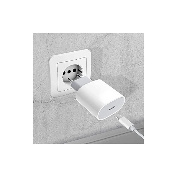 Komplet 20W USB-C højhastighedsoplader med USB-C-kabel White