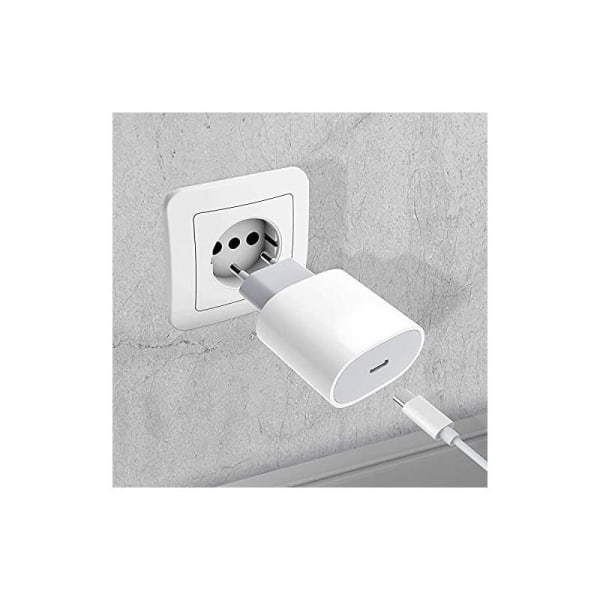 Täydellinen 20 W USB-C nopea laturi USB-C-kaapelilla White