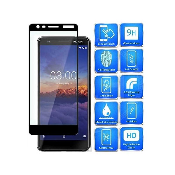 2-PACK Nokia 3.1 hærdet glas 0,26 mm 2,5D 9H fuldformat Svart