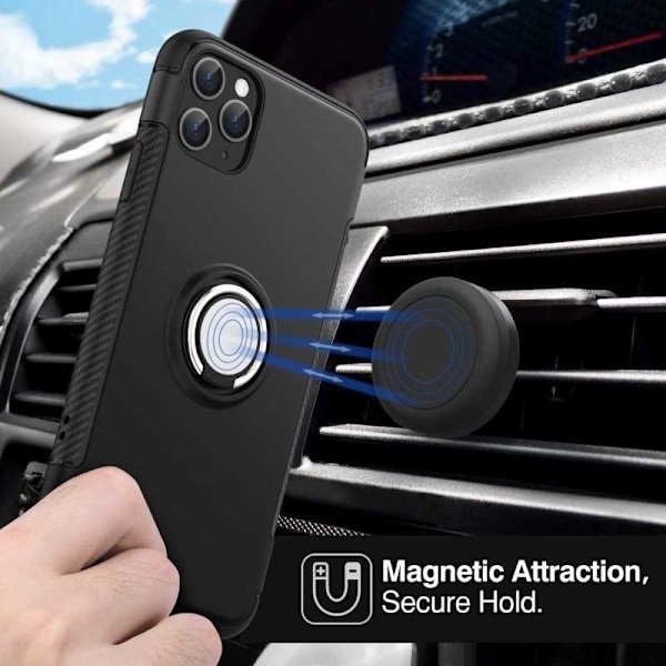 iPhone 13 Pro Max Praktisk stødsikker etui med ringholder V2 Black