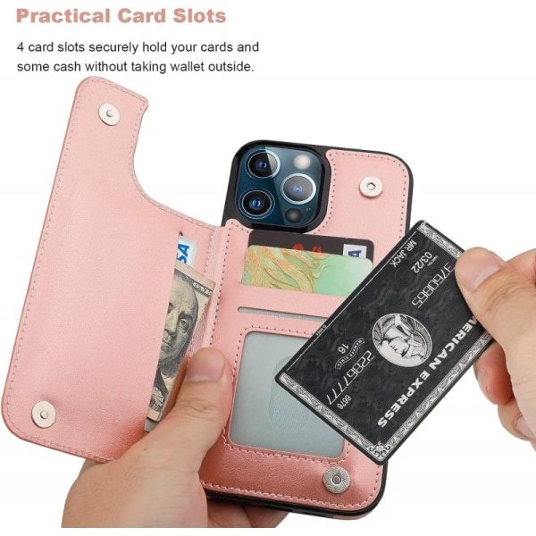 iPhone 12 Pro Støtsikker deksel kortholder 3-POCKET Flippr V2 Pink gold