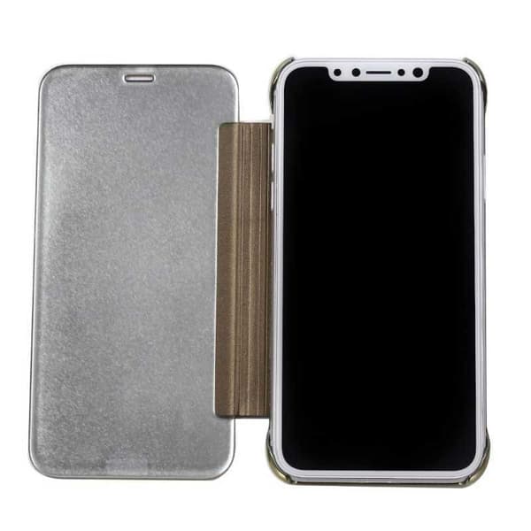 iPhone X Flip Case Clear View Seisova Rocket Guld