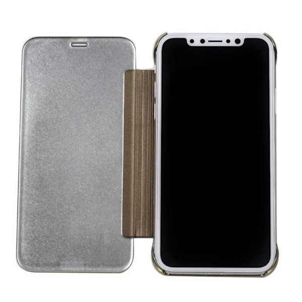 iPhone X Flipfodral Clear View Standing Rocket Guld